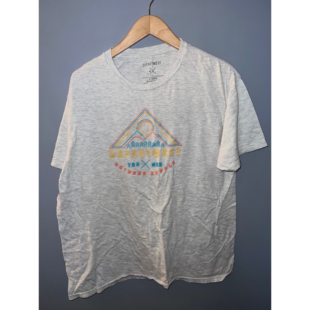 Departwest Mens XL Grey Heather Graphic T-Shirt Outdoor Supply Mountain Print